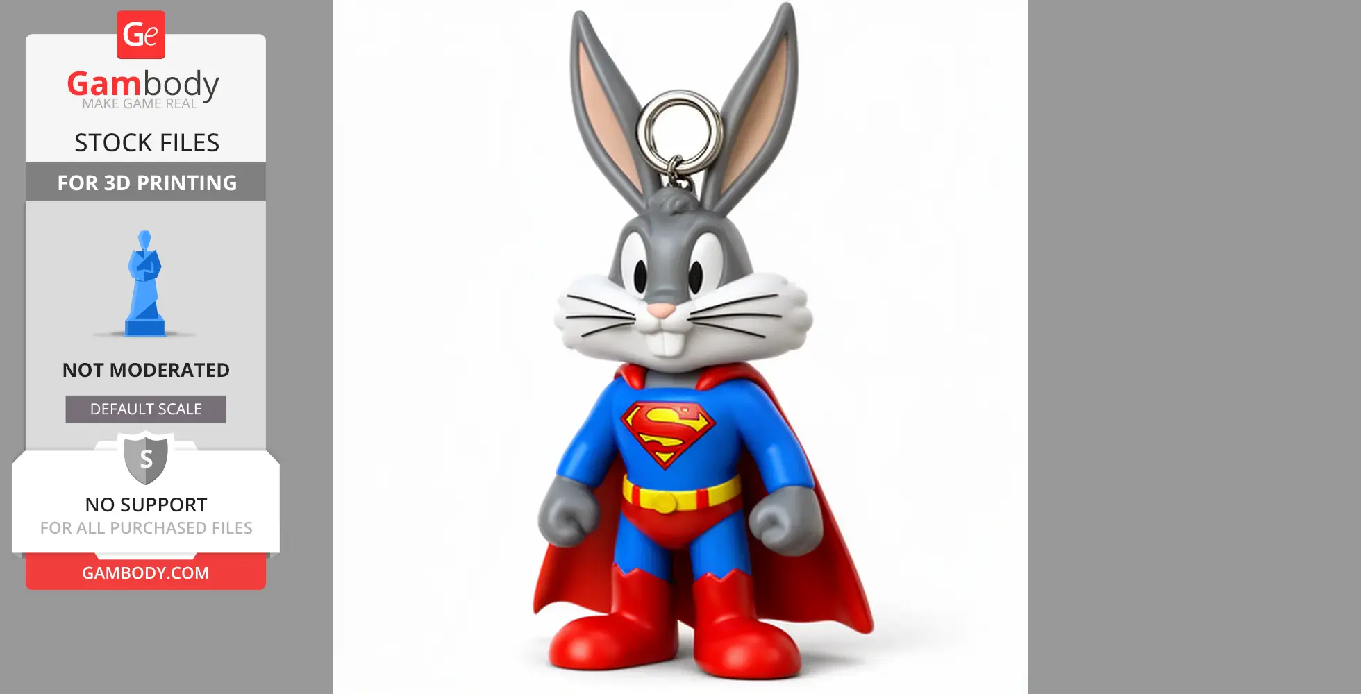 Bugs Bunny Superman Ring Figure - Mashup Figure STL