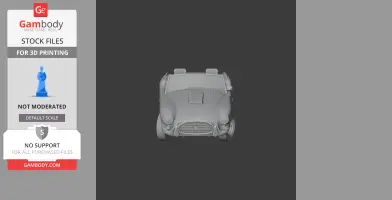 3D model of a classic convertible car, front view, optimized for 3D printing.
