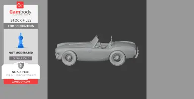 Side view of a detailed 3D model of a classic AC Ace convertible, designed for 3D printing.