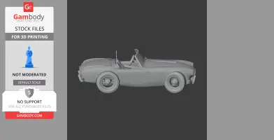3D model of a classic convertible car, side view, for 3D printing.