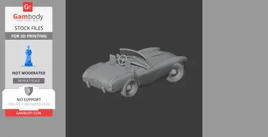 3D model of a classic AC Ace car for 3D printing, shown at an angle, highlighting the car's design.