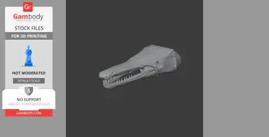 3D model of an Alligator Gar (Longnose) skull, showcasing detailed teeth and elongated snout.