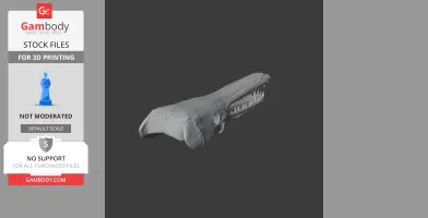 3D model of an Alligator Gar skull with elongated snout and detailed teeth for printing.
