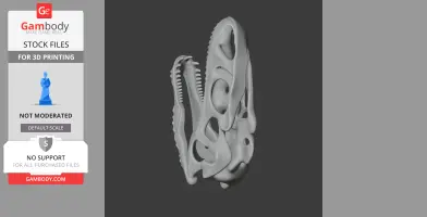 3D model of Allosaurus skull replica, featuring detailed bone structure for 3D printing.