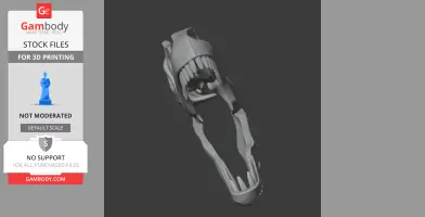 3D model of an Allosaurus skull with detailed teeth and elongated jaw, suitable for 3D printing.