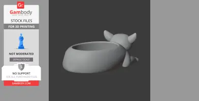 3D model of a lemur-shaped bowl with ears and limbs, designed as a wall hook.