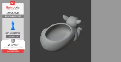 A 3D model of a lemur-shaped wall hook with a bowl-like cavity on its back.