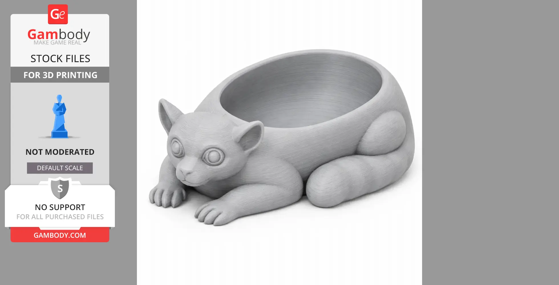 A lemur-shaped bowl designed as a wall hook with intricate detailing for 3D printing.