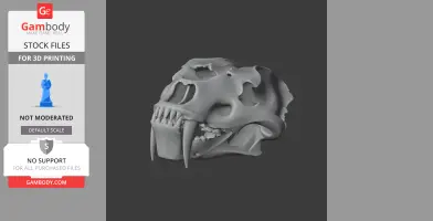 3D model of an Amphimachairodus skull, featuring long fangs and detailed bone structure for printing.