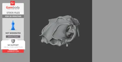 Gray 3D model of a distorted Amphimachairodus skull against a dark background.