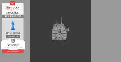3D model of a detailed 2S19 Msta tank, front view, for 3D printing.