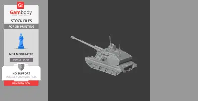 3D model of a 2S19 Msta tank in STL format for 3D printing, featuring detailed design elements.