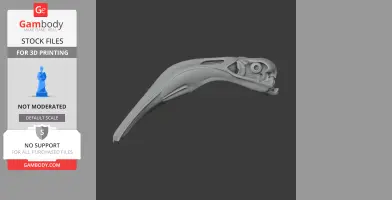 3D model of an Andean flamingo skull, side view, showing detailed bone structure for printing.