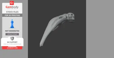 3D model of an Andean flamingo skull replica, side view, gray on a dark background.