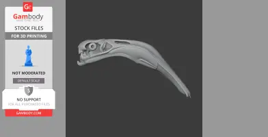 3D model of an Andean flamingo skull, side view, detailed for 3D printing.