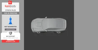 Top view of a detailed 3D model of a car designed for 3D printing, displayed on a black background.