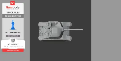 Top view of a detailed 3D tank model with tracks and a turret cannon.