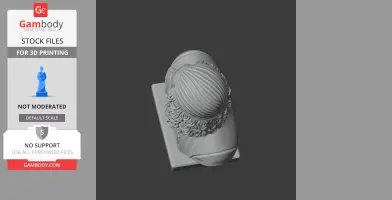Top view of a 3D printed bust with detailed curly hair, on a rectangular base.