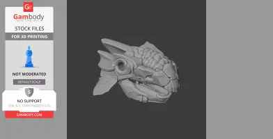 3D model of an Ankylosaurus skull replica, detailed for 3D printing.