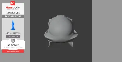A 3D model of an Apidium skull, viewed from above, with smooth and rounded features in gray.