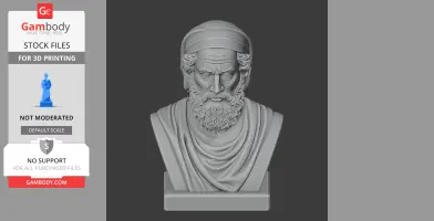 Bust of an elderly, bearded man wearing a headband, draped in classical robes.