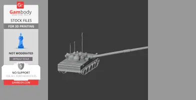 Gray 3D model of the 2S25 Sprut-SD tank with a long barrel and detailed turret features.