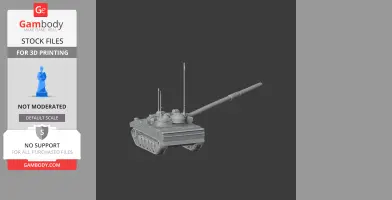 3D model of a 2S25 Sprut-SD tank for printing, featuring detailed turret and long barrel.