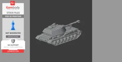 3D model of the 2S3 Akatsiya tank with detailed tracks and turret, suitable for 3D printing.