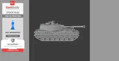 3D model of 2S3 Akatsiya tank for printing; side view showcasing tracks and turret.