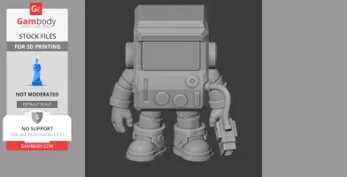 A blocky, robotic character from Brawl Stars with a retro design, prepared for 3D printing.