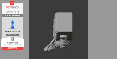 A blocky robotic figurine with a boxy head and mechanical limbs, viewed from the side.