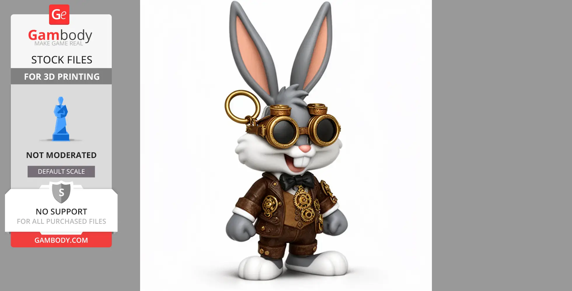 Bugs Bunny Steampunk Ring Figure - Mashup Figure STL
