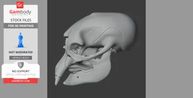 3D model of an African elephant skull, side view, for 3D printing.