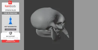 A 3D model of an African elephant skull replica, suitable for 3D printing, viewed from the side.