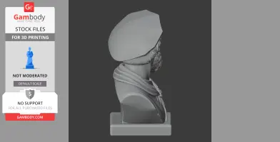 Profile view of a bearded bust wearing a hat and draped clothing, likely representing a historical figure.