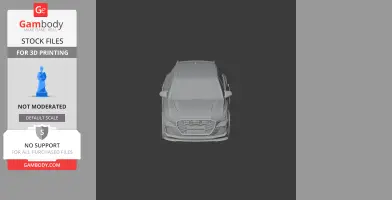 Front view of a detailed 3D car model for printing, showing the vehicle's grille and hood.
