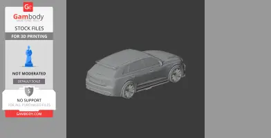 A 3D model of a sleek, modern sports car designed for 3D printing, viewed from a rear angle.