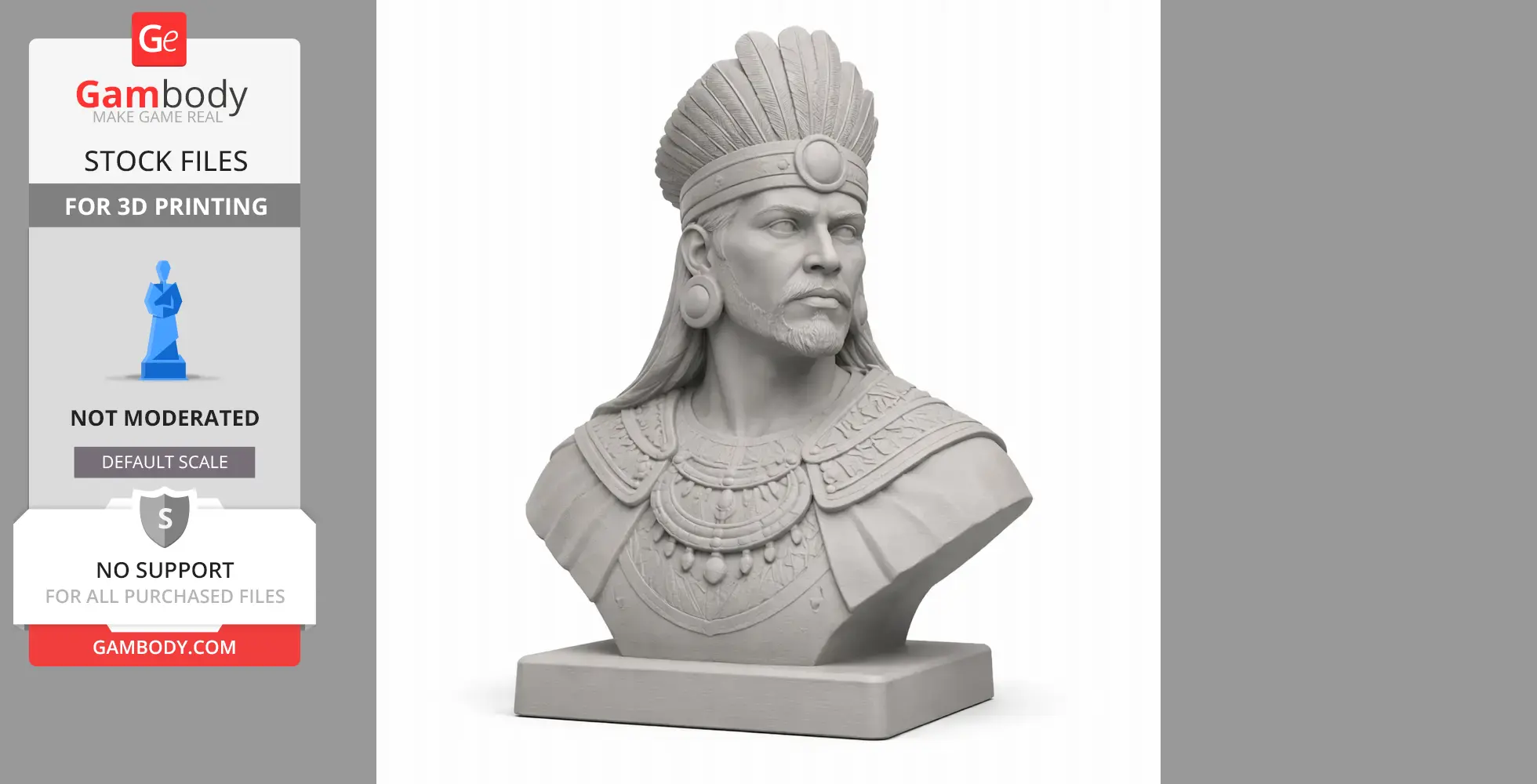 Atahualpa Bust - Historical Warrior STL