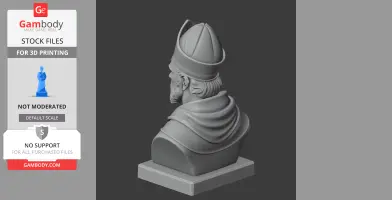 Bust of Augustine of Hippo in bishop attire, viewed from the back on a square pedestal.