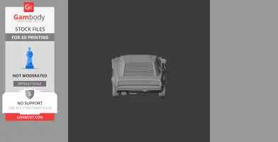 Rear view of a gray 3D model car with louvered rear window and dual exhausts, set for 3D printing.