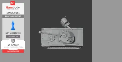 Top view of a 3D printable 2S1 Gvozdika tank model, showing turret and tracks.