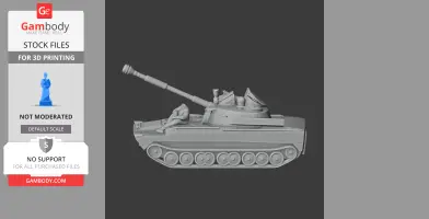 Detailed 3D model of the 2S1 Gvozdika tank, showcasing tracks and mounted cannon.