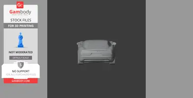 3D model of a streamlined sports car viewed from the front, ready for 3D printing.