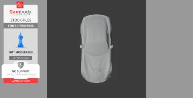 Top view of a 3D model of a sleek sports car, designed for 3D printing.