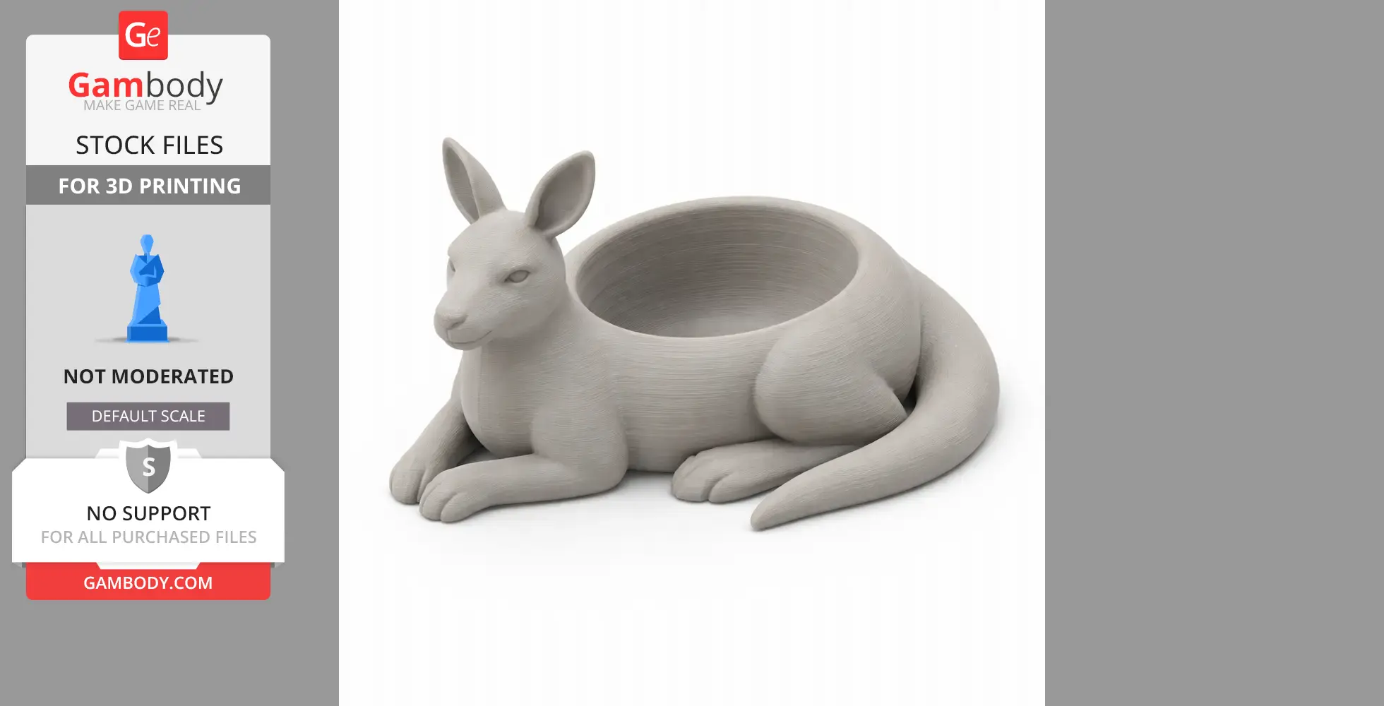 A kangaroo-shaped bowl designed as a 3D printable wall hook.