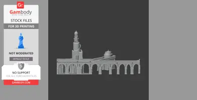 3D model of Ahmad ibn Tulun Mosque featuring arches and a spiral minaret, ready for 3D printing.