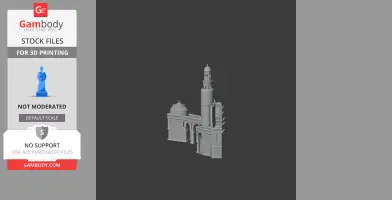 3D model of Ahmad ibn Tulun Mosque with a minaret and arches for printing.