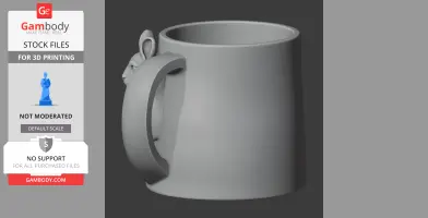 A 3D printed mug with a kangaroo head detail on the handle, designed as a wall hook.
