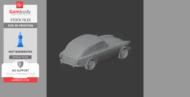3D model of a classic AC Aceca car, designed for 3D printing, viewed from the rear side.