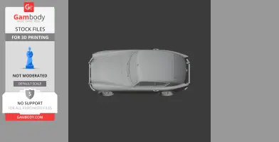Top view of a 3D model of a classic car, ready for 3D printing.